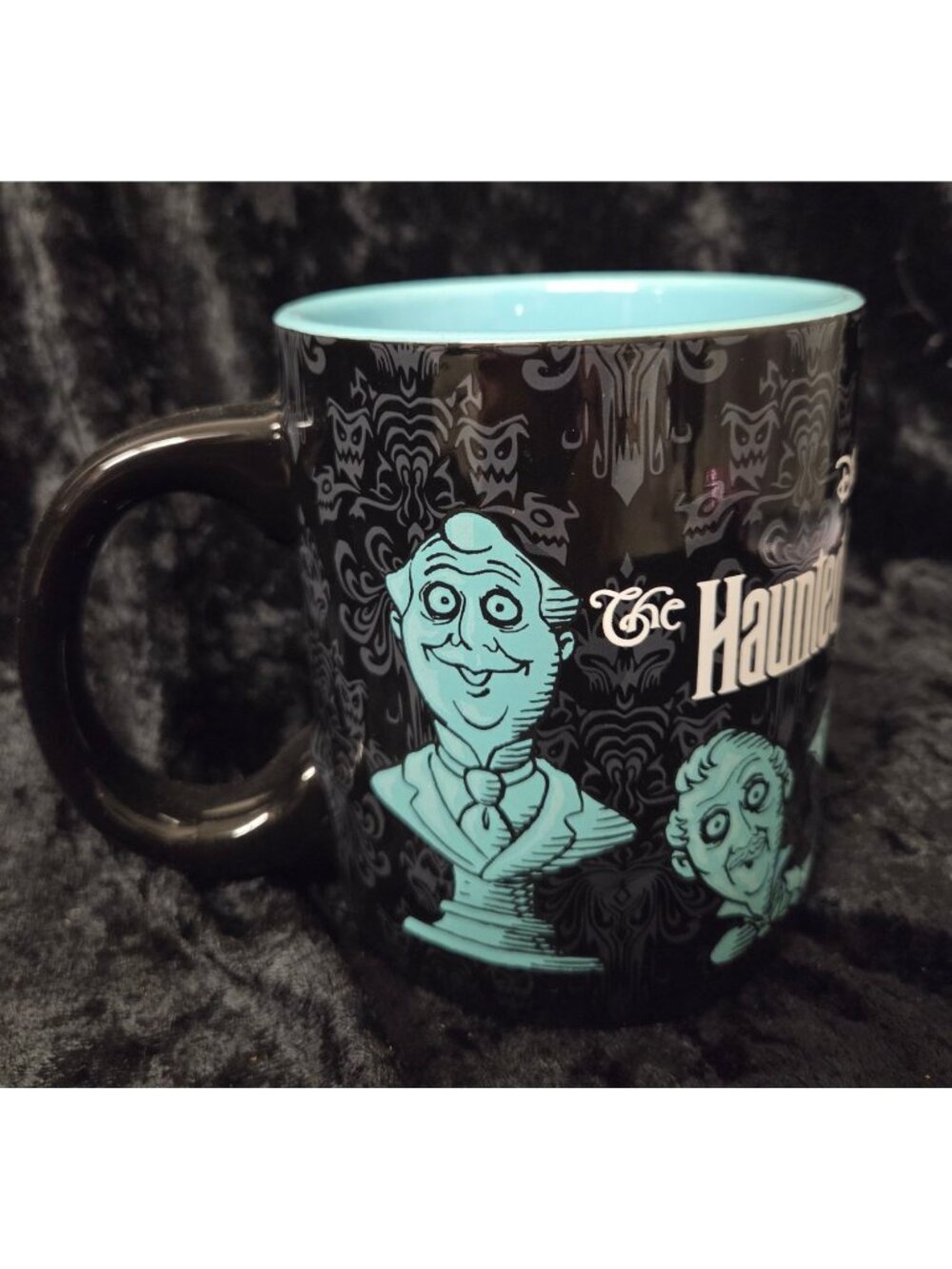 Disney Haunted Mansion Black & Teal Mug Ghost Busts & Gothic - Picture 3 of 7